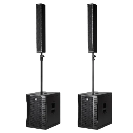 PA System Lautsprecher, bestehend aus Subwoofer und Topteil in Säulenform